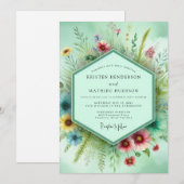 Mint Floral Whimsy Wedding Einladung (Vorne/Hinten)
