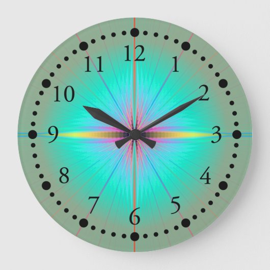 Mint Flower Wall Clock Große Wanduhr (Vorderseite)