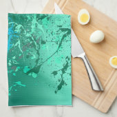 Mint Flurry Abstract Spatter Art Geschirrtuch (Viertel Falte)