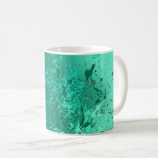 Mint Flurry Abstract Spatter Art Kaffeetasse (VorderseiteRechts)