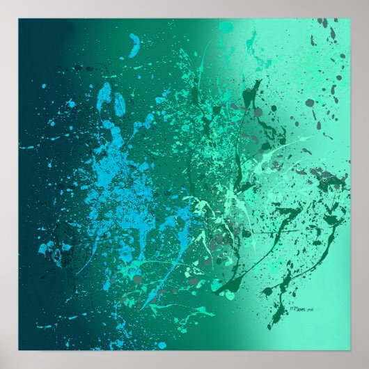 Mint Flurry Abstract Spatter Art Poster (Vorne)