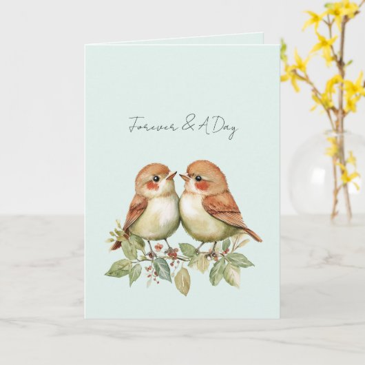 Mint Forever Love Birds Karte (Gelbe Blume)