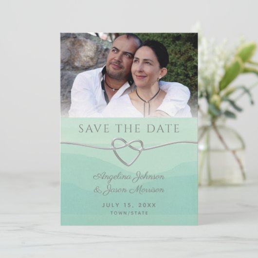 Mint-Foto-Hochzeit Save The Date (Stehend Vorderseite)