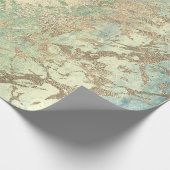 Mint Foxier Gold Marmor Shiny Metallic Strokes Geschenkpapier (Ecke)
