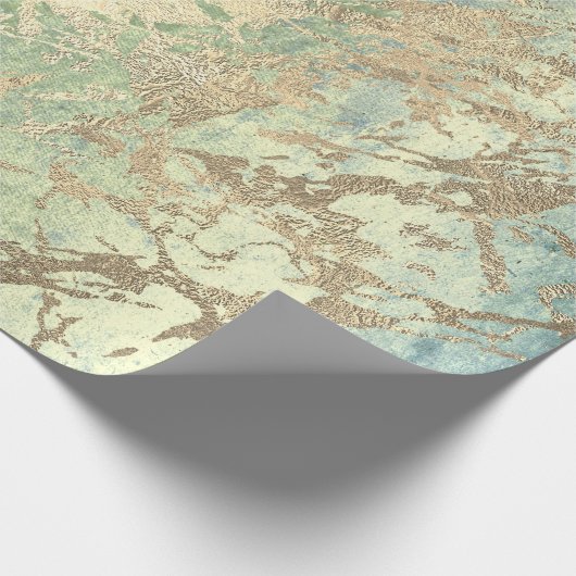 Mint Foxier Gold Marmor Shiny Metallic Strokes Geschenkpapier (Ecke)