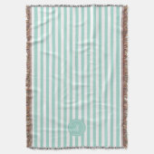 Mint French Beach Stripe Personalisiert Monogram Decke (Vorderseite Vertikal)