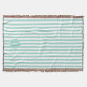 Mint French Beach Stripe Personalisiert Monogram Decke (Vorderseite)
