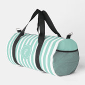 Mint French Beach Stripe Personalisiert Monogram Duffle Bag (Rechte Ecke)