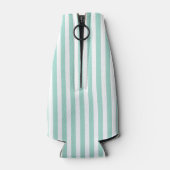 Mint French Beach Stripe Personalisiert Monogram Flaschenkühler (Rückseite)