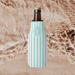 Mint French Beach Stripe Personalisiert Monogram Flaschenkühler