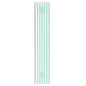 Mint French Beach Stripe Personalisiert Monogram Mittelgroßer Tischläufer (Vorderseite)