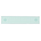Mint French Beach Stripe Personalisiert Monogram Mittelgroßer Tischläufer (Horizontal)