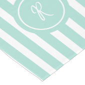 Mint French Beach Stripe Personalisiert Monogram Mittelgroßer Tischläufer (Ecke)
