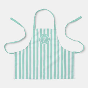 Mint French Beach Stripe Personalisiert Monogram Schürze