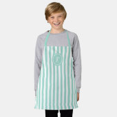 Mint French Beach Stripe Personalisiert Monogram Schürze (Getragen)