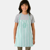 Mint French Beach Stripe Personalisiert Monogram Schürze (Insitu)