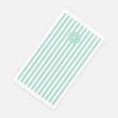 Mint French Beach Stripe Personalisiert Monogram Serviette (Ecke)