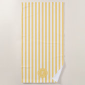 Mint French Beach Stripe Personalisiert Monogram Strandtuch (Vorderseite)