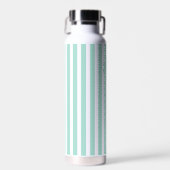 Mint French Beach Stripe Personalisiert Monogram Trinkflasche (Vorne)
