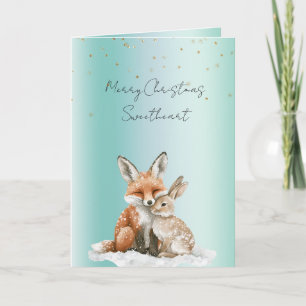 Mint-Fuchs-Hasen-Liebe-Glitzer-Süßherz-Weihnachten Karte