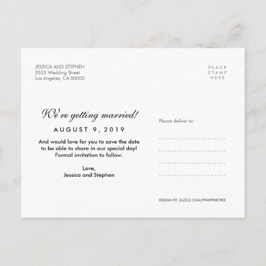 Mint Fun Chalk Save the Date Collage Postcard Ankündigungspostkarte (Rückseite)