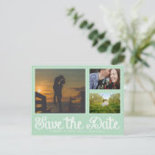 Mint Fun Chalk Save the Date Collage Postcard Ankündigungspostkarte (Stehend Vorderseite)