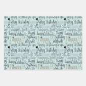 Mint Fun Happy Balloons Birthday Geschenkpapier Set (Vorderseite)