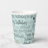 Mint Fun Happy Balloons Birthday Pappbecher (Rückseite)