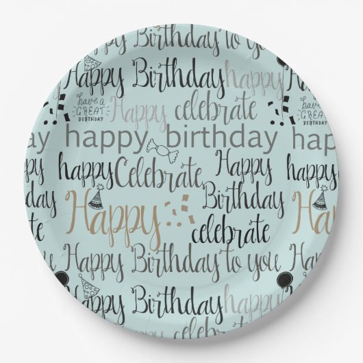 Mint Fun Happy Balloons Birthday Pappteller (Vorderseite)