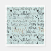 Mint Fun Happy Balloons Birthday Serviette (Vorderseite)