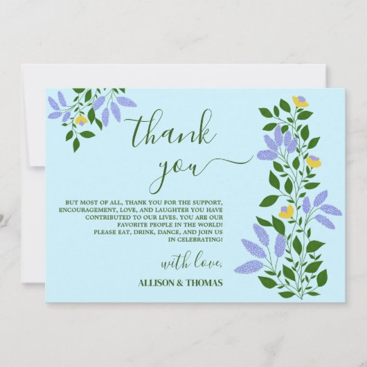 Mint Garden Blume Hochzeit Danke Einladung (Vorderseite)