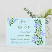 Mint Garden Blume Hochzeit Speichern Sie das Datum Einladung (Stehend Vorderseite)