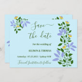 Mint Garden Blume Hochzeit Speichern Sie das Datum Einladung (Vorne/Hinten)