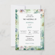 Mint Garden Elegance Wedding Invitation