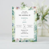 Mint Garden Elegance Wedding Invitation Einladung (Stehend Vorderseite)