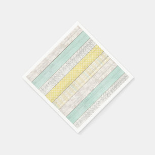 Mint & Gelb Boho Geometrisches Muster Rustikales H Serviette