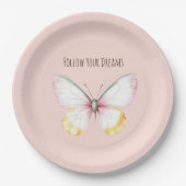Mint Gelb Pink Türkis Schmetterling Erröten Geburt Pappteller (Vorderseite)