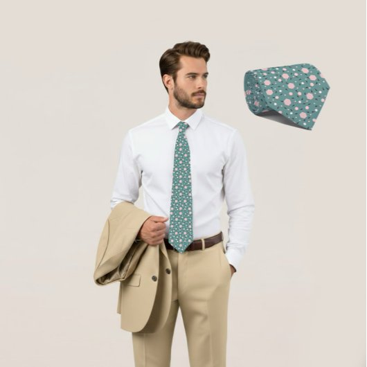 Mint Geo Hexagon & Charcoal Triangle Tie Krawatte