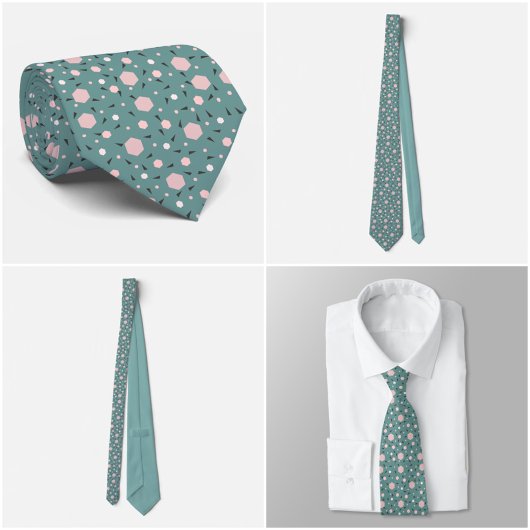 Mint Geo Hexagon & Charcoal Triangle Tie Krawatte