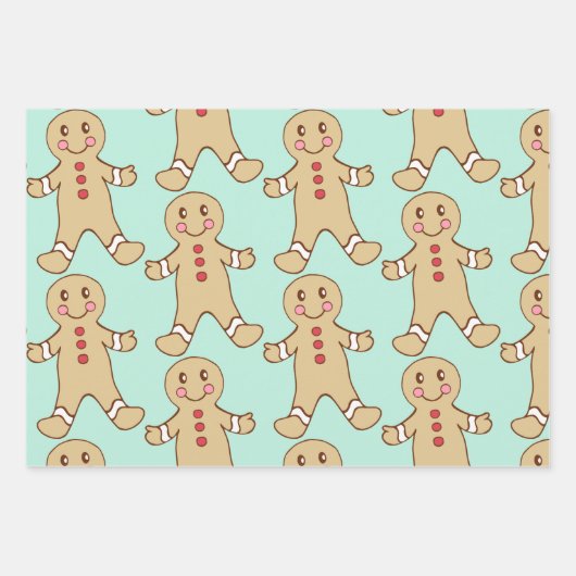 Mint Gingerbrot Cookies Wrapping Paper Geschenkpapier Set (Vorderseite 3)