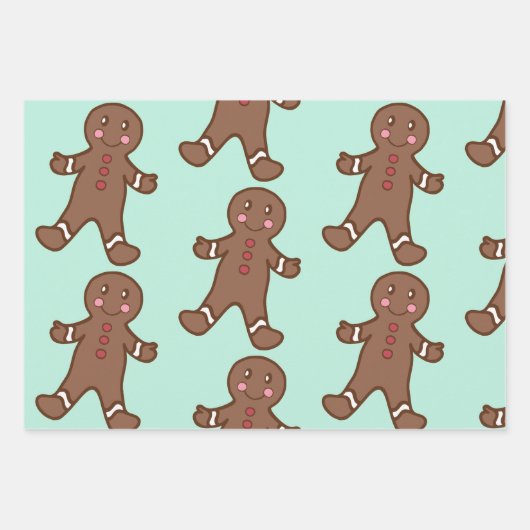 Mint Gingerbrot Cookies Wrapping Paper Geschenkpapier Set (Vorderseite 2)