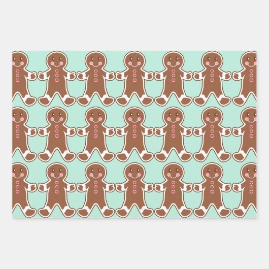 Mint Gingerbrot Cookies Wrapping Paper Geschenkpapier Set (Vorderseite)