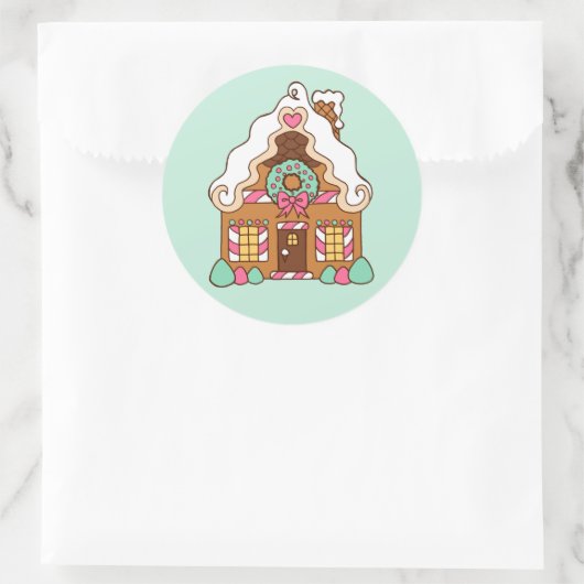 Mint Gingerbrot House Stickers (Tasche)