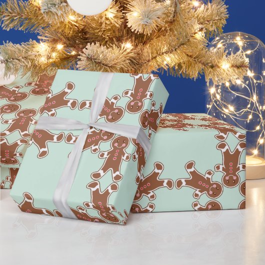 Mint Gingerbrot Snowflake Wrapping Paper Geschenkpapier (Feiertage)
