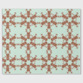 Mint Gingerbrot Snowflake Wrapping Paper Geschenkpapier (Flach)