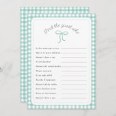 Mint Gingham Finden Sie den Gast, der das Duschspi Einladung (Vorne/Hinten)
