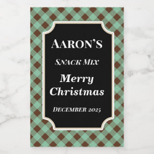 Mint Gingham Food Kitchen Labels Gift Stickers Lebensmitteletikett