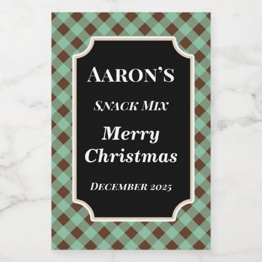 Mint Gingham Food Kitchen Labels Gift Stickers Lebensmitteletikett (Einzelnes Label)