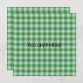 Mint Gingham Kariert Baby Dusche Einladung (Vorne/Hinten)