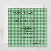Mint Gingham Kariert Baby Dusche Einladung (Rückseite)